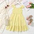 thumbnail image 3 of KPOPLK Toddler Girl Summer Dress Tie Strap Sleeveless Boho Sundress Beach Dresses for Baby Girls 12M-6Y(12-15 Years,Yellow), 3 of 3