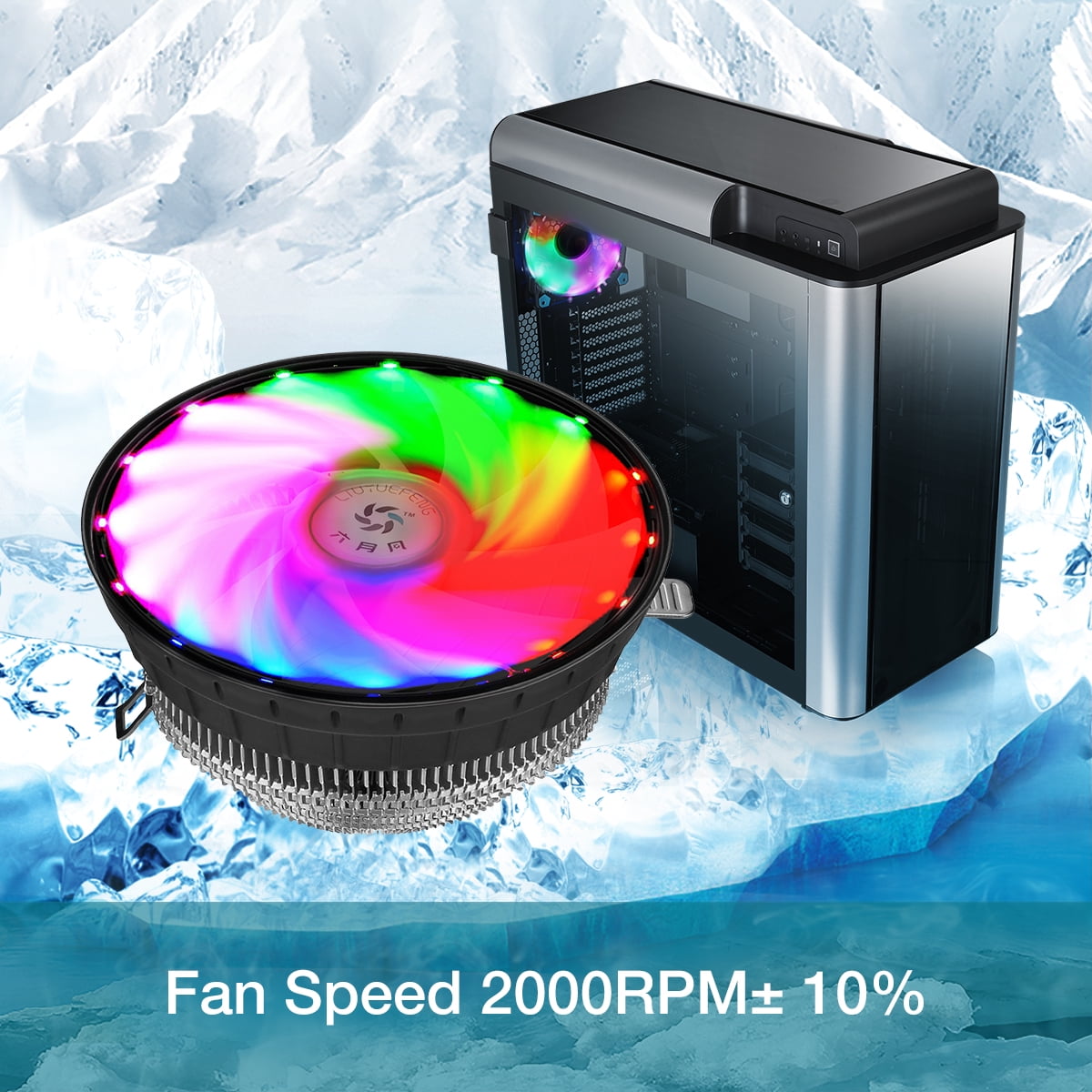 Poweradd Portable CPU Cooling Fan RGB Color LED Air Heatsink Intel AMD PC Desktop CPU Cooler