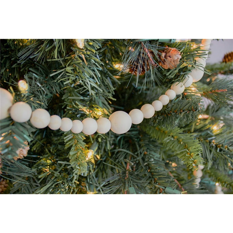 7ft Christmas Wood Bead Garland Add a Touch of Christmas Style to Your  Farmhouse, Holiday, or Christmas Tree Décor with 3 Different Bead Sizes