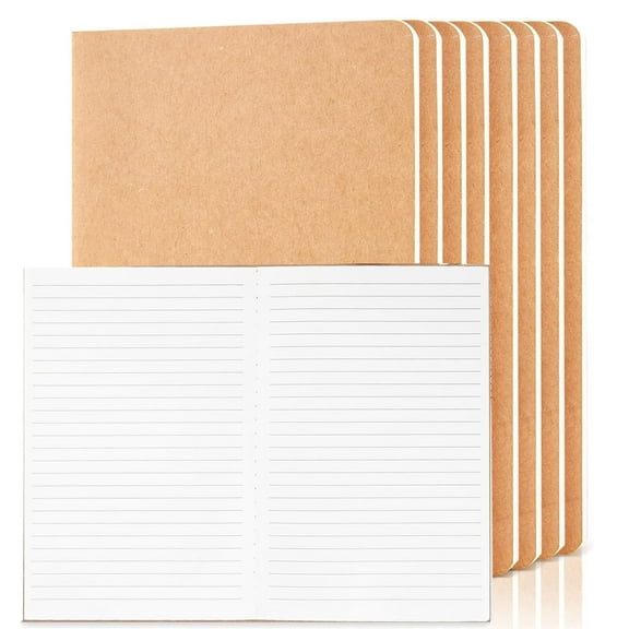 8 Pcs A5 Kraft Paper Notebooks,Journal Softcover Notebooks,5.5 x 8.3 Inch Lined 60 Pages 30 Sheets Memo Note Pad, Travel Journal Set,Notebook Journals for Travelers, Students and Office Supplies