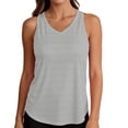 thumbnail image 5 of Miluxas Racerback Workout Tank Tops for Women Split Open Back Athletic Sports T Shirts Sleeveless V Neck Tunic Tank Tops for Gym Yoga Running Gray, 5 of 7