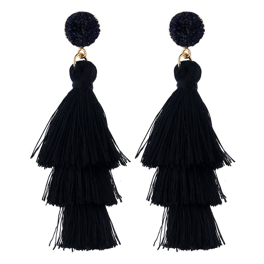 Sehao Jewelry for women earrings Luxury Elegant Vintage Advanced Black