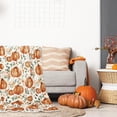 thumbnail image 5 of Floral Pumpkin Fuzzy Flannel Blanket 60 x 50 Inch Fall Throw Blanket Watercolor Autumn Flower Blanket for Thanksgiving Farmhouse Home Chair Sofa Couch Bed, 5 of 6