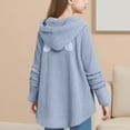 thumbnail image 5 of Atogsazn Children's Girl Fuzzy Coat Kids Sherpa Long Sleeve Hooded Jacket Thick Warm Winter Loose Fit Clothing Tops 02-Blue 11-12 Years Fashion, 5 of 6