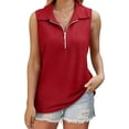 thumbnail image 3 of MORTTIC Women's V-Neck Ribbed Tank Top, Sleeveless Shirt with Zipper, Casual Loose Fit Summer Top, S, 3 of 5