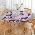 thumbnail image 3 of French Bulldog and Flower Round Fitted Tablecloth with Elastic Edge,Dining Table Cover Waterproof,Outdoor Round Tablecloth for Camping,Dining,Indoor and Outdoor, 3 of 7