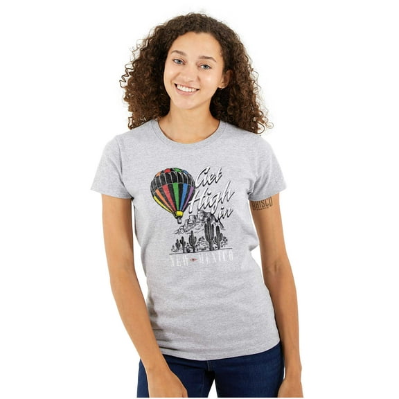 Get High New Mexico Hot Air Balloon Womens Slim Fit Graphic Tee Brisco Brands S