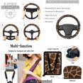 thumbnail image 5 of HUISEFOR 15 Pcs Giraffe Car Seat Cover Full Set for Most Truck SUV Including Steering Wheel Cover Seat Belt Cover Garbage Can Rear View Mirror Cover Coasters Suitable for Most Cars SUV, 5 of 7
