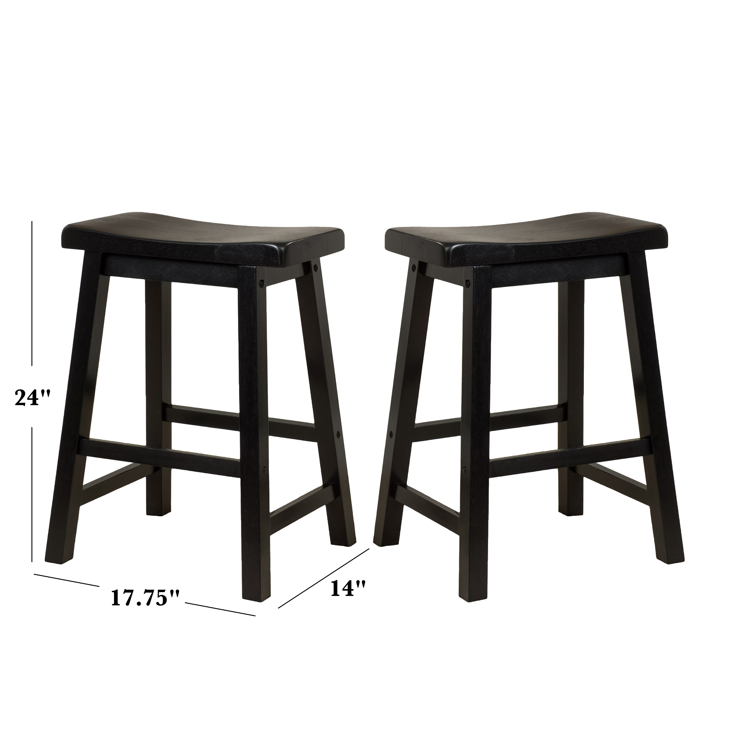 Noble House Paulson 24in Espresso Wood Saddle Stool (Set of 2)