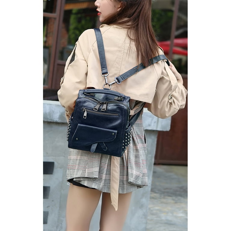 Large Convertible Backpack Purse with Rivet Studs, Waterproof Faux Leather Amazon.com: Shrrie Backpack Purse for Women Fashion Leather  main image 3