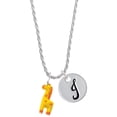 thumbnail image 1 of Delight Jewelry Resin Yellow Geronimo the Giraffe Silvertone Script Initial Disc - J - Charm Necklace, 20"+3", 1 of 4