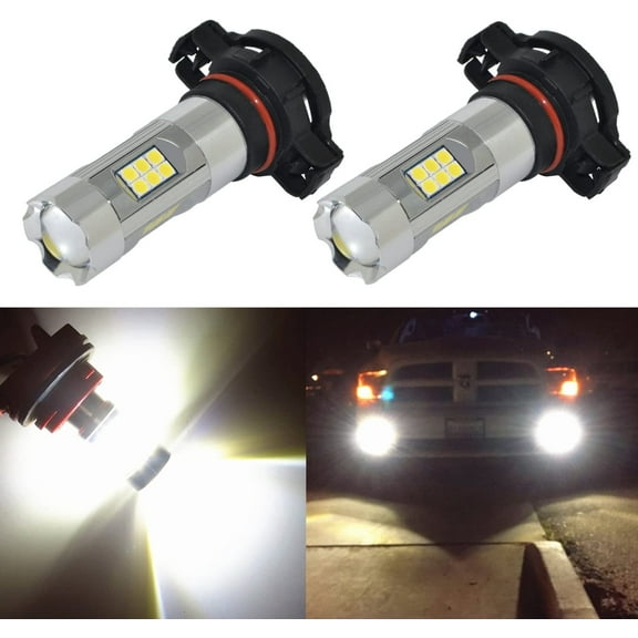 Alla Lighting 3200 Lumens 5201 5202 LED Fog Lights Bulb High Power 3030 27-SMD Extremely Super Bright LED 5201 Bulb for PS19W 5201 5202 LED Bulbs Fog Light, 6000K White (Set of 2)