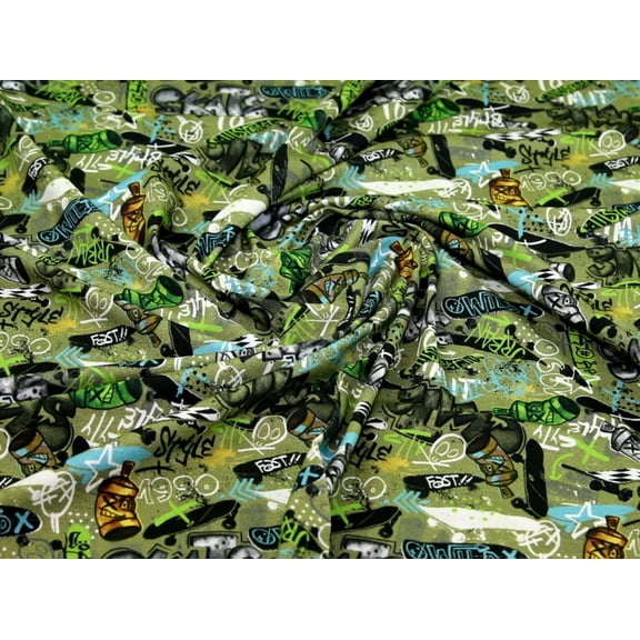 John Louden Cotton Jersey Stretch Knit Fabric Olive - per yard
