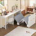 thumbnail image 2 of Twin Size Murphy Cabinet Bed with Adjustable Position Desk,Space-Saving Murphy Bed Chest Twin Foldable Cushion for Home Office Guest Room Bedroom, White, 2 of 9
