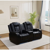 Black Breathing Leather Living Room Loveseat