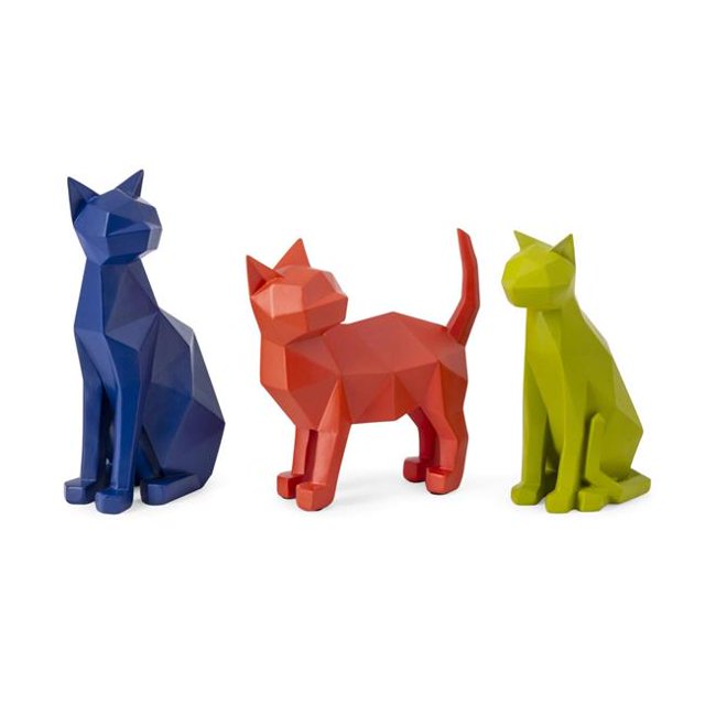 IMAX 23408-3 Statuettes de Chat Origami - Ensemble de 3
