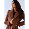 thumbnail image 3 of LinYooLi Women's Notch Lapel Double Breasted Pea Coat Winter Casual Wool Blend Overcoat Long Shacket Jacket, 3 of 5