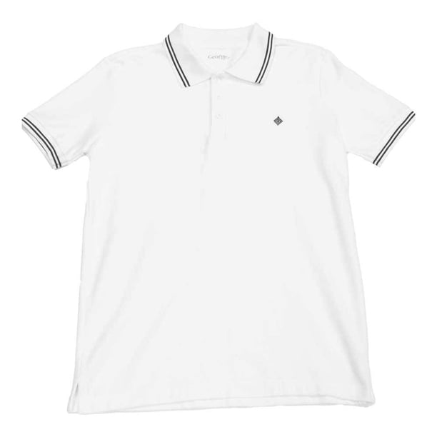 Playera Polo George para Caballero Diseño Liso 3 Botones Blanco Talla M