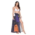 thumbnail image 2 of FORMRS Womens Long Sarong Beach Wrap Semi-Sheer Bikini Skirt Bathing Swimsuit Cover Up, Halloween Colorful Ghosts, 2 of 7