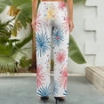 thumbnail image 4 of Wide Leg Pants Woman, Bright Colorful Celebration Pattern High Waist Knot Palazzo Pants for Women, Elastic Sweatpants Yoga Lounge Pants Trousers with Pockets Fall Pants for Women 2024, 4 of 6
