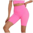 thumbnail image 4 of Mrat Athletic Shorts for Women 6" Biker Shorts High Waisted Yoga Running Gym Spandex Shorts with Pockets S-31 Pink-A S, 4 of 8