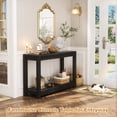 thumbnail image 3 of 32" Farmhouse Wood Narrow Console Table with Open Storage Shelves: Entryway/Sofa Table, Easy Assembly, Embossed Wood,Black, 3 of 7