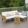 thumbnail image 4 of Yaheetech Boho Style Outdoor Rattan L-Shaped Sofa with Small Coffee Table, Tan/Cream, 4 of 6