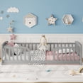 thumbnail image 2 of Leumius Twin Size Floor Fence Bed with Central Entrance, Pine Wood Floor Bed with Guardrails for Boys Girls Grey, 2 of 9