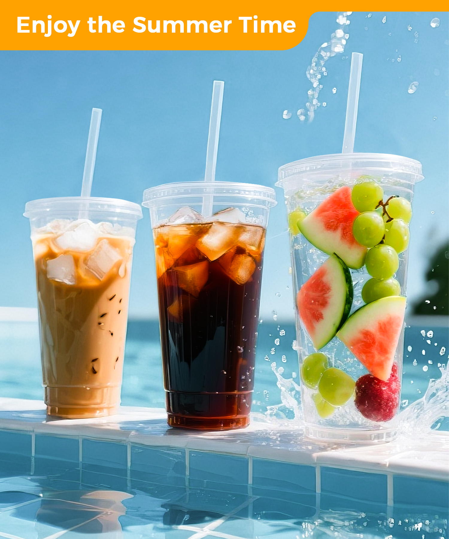 Nextation 32 Oz Clear Plastic Cups with Lids and Straws, 50 Pack photo 6