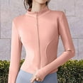thumbnail image 5 of yuksok Gym Tops Women with Windproof Stand up Collar Casual Full Zip Running Jacket Large Pink, 5 of 9