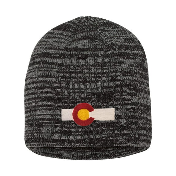 Adult Colorado Flag Embroidered Marled Knit Beanie Cap