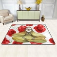 thumbnail image 2 of GZHJMY Animal Area Rug 4'x6', Watercolor Yoga Sloth with Rose Flower Polyester Area Rug Mat for Living Dining Dorm Room Bedroom Home Decorative, 2 of 6
