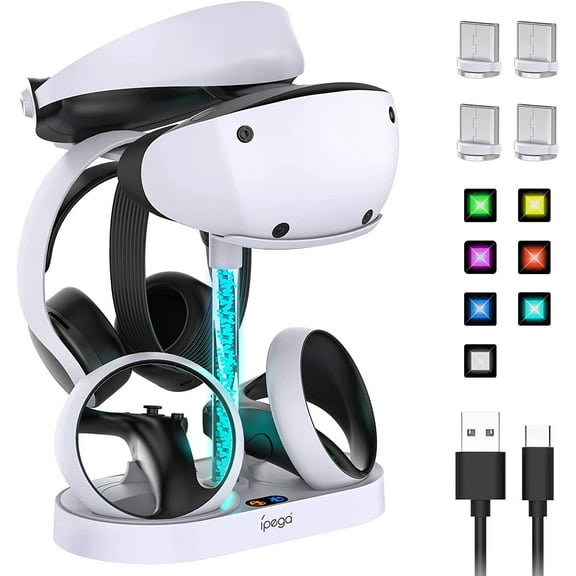 Charging Station for PS VR2 with RGB Light, Vertical Charging Stand Dock for PSVR2 Headset,Display Accessories for Playstation VR2