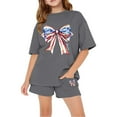 thumbnail image 2 of Ruyang Teenager American Outfits Boys Girls Summer 2 Piece Shirts Short Sets Sports Cotton Clothes Suits Cute Bow Print Shirt, 2 of 6