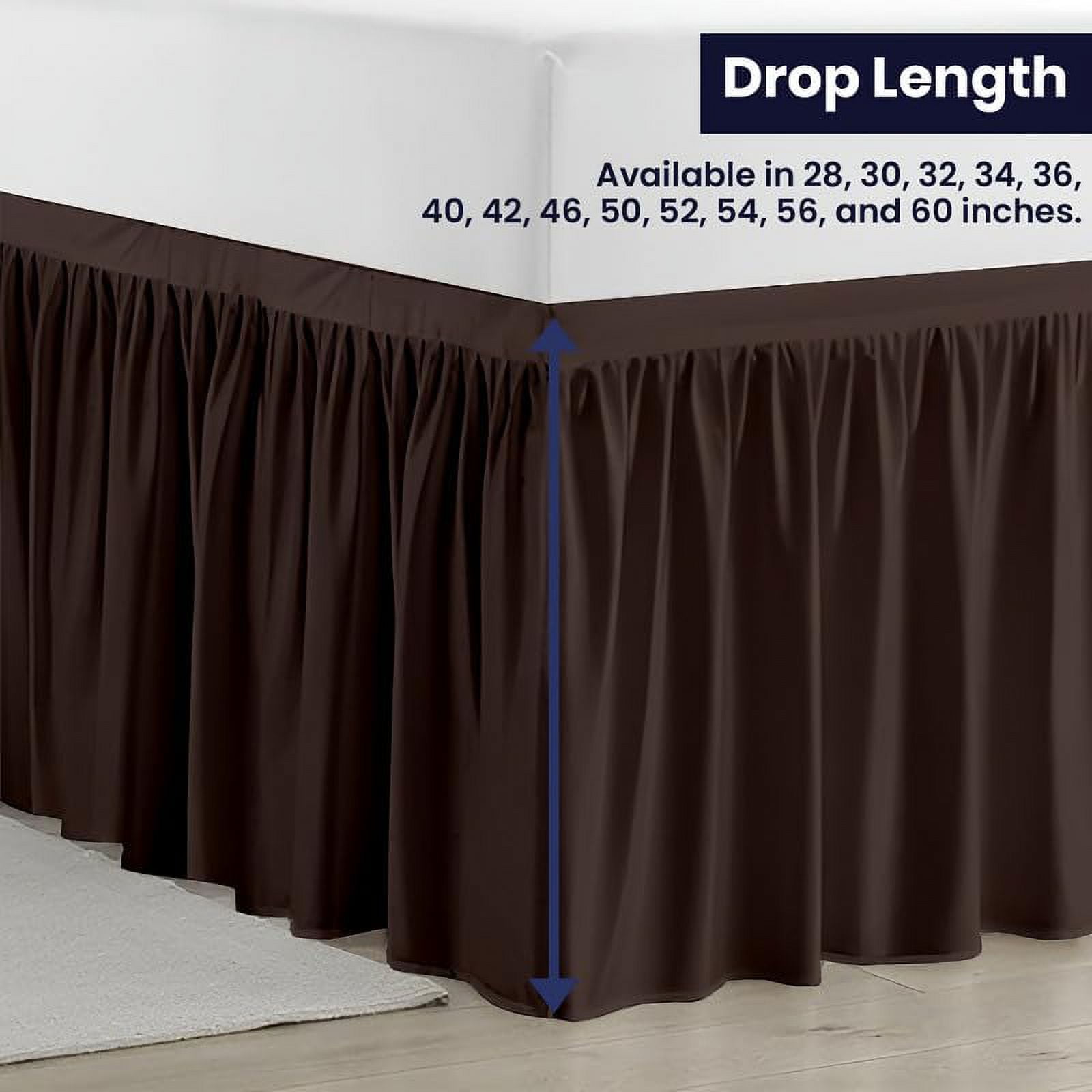 Dorm Bed Skirt Twin XL 42" Drop, College Dorm Room Bed Skirts Easy to Put On Twin XL Size Dust Ruffle Dorm Sized Bed Skirts, 600TC Egyptian Cotton Bed Skirt, (Chocolate, Twin-XL - 42" Drop)