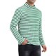 thumbnail image 4 of Camiseta de cuello alto a rayas INSPIRE CHIC para hombre, de manga larga, pullover, camiseta a rayas XL verde y blanca, 4 of 6