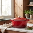 thumbnail image 2 of Olla holandesa de hierro fundido esmaltado Zulay Kitchen de 6,4 cuartos, roja, 2 of 9