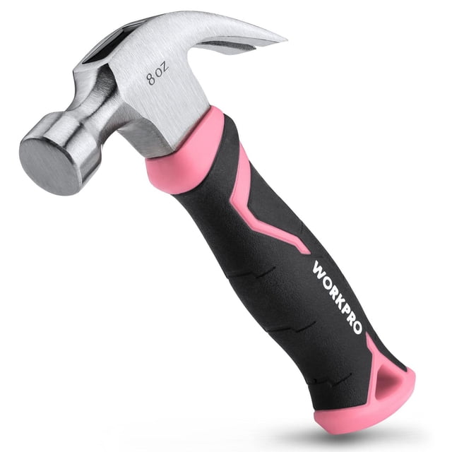 Martillo de Garra WORKPRO Rosa con Mango de Fibra de Vidrio y Agarre Antigolpes