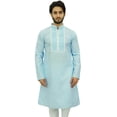 thumbnail image 1 of Atasi Chemise Tunique Décontractée en Coton Col Mandarin Bleu pour Hommes - Très Grand, 1 of 7