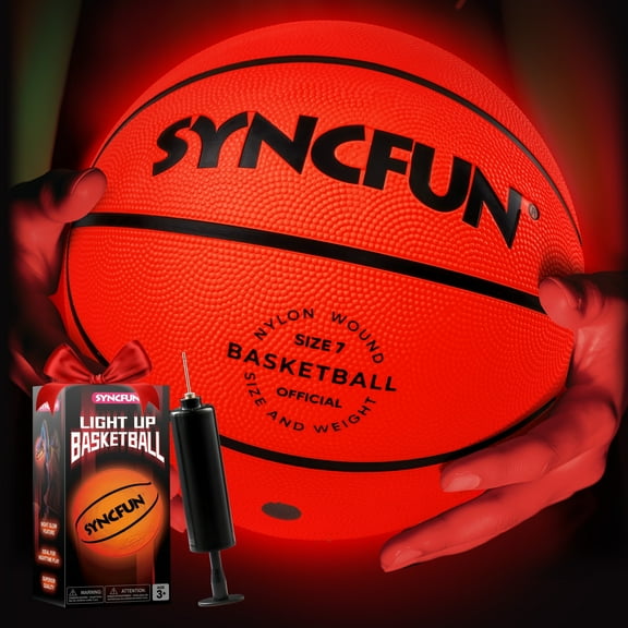 Glow in The Dark Basketball Light Up Led Basketball Gifts for Teen Boy Glowing Red Cool Basket Ball Kids Outdoor Sports Ball Toy for Boys Ages 3 Old and up, Official Size 7