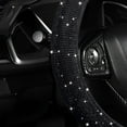thumbnail image 5 of MELIVO Women Fashion Black Velvet Bling Steering Wheel Cover with Black Diamonds,15 inch Standard Glitter Rhinestone Car Wheel Cover Sparkling,Full Covered, 5 of 7