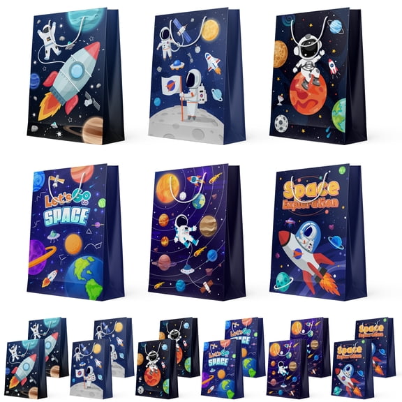 Space Goodie Bags, 24 Pcs Space Party Favor Bags Set - Space Party Bags, Outer Space Treat Bags & Space Gift Bags for Space Birthday Party Decorations/Space Themed Party Decorations