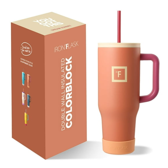 Taza aislante IRON °FLASK Co-Pilot con bota, pajita y tapa abatible, 1,2 L