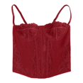 thumbnail image 5 of KHONTS Corset Tops for Women Going out Fall Fashion Crop Lace Outfit Y2k Spaghetti Strap Tank Tops Mesh Party Bustier Cami Tops Wine M, 5 of 6