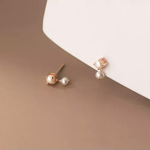 EOEMY 925 Sterling Silver 3mm Pearl Stud Earrings Pearls-Silver