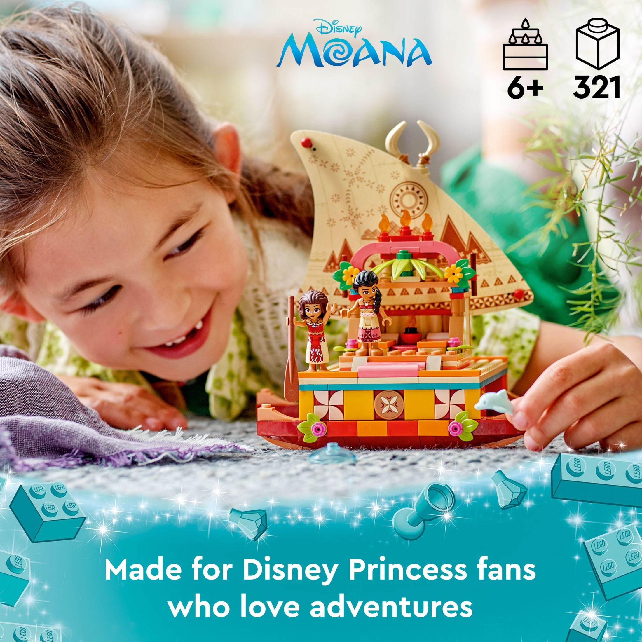 LEGO® Disney Moana’s Wayfinding Boat 43210 Building Toy Set (321 Pieces)