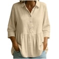 thumbnail image 2 of Favoffer Womens Linen Blouses 3/4 Sleeve Button Down Casual Shirts Square Neck Summer Tops Lightweight for Work Office Daily, 2 of 6