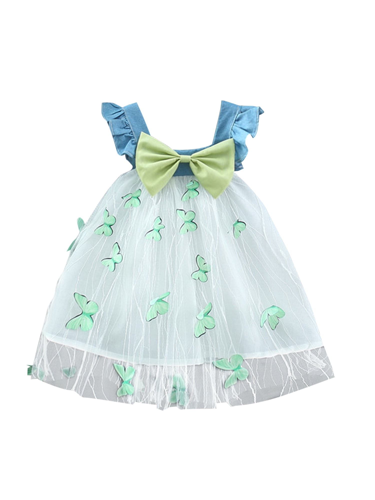 Infant Baby Girls Denim Tulle Princess Dress Sleeveless Bowknot ...