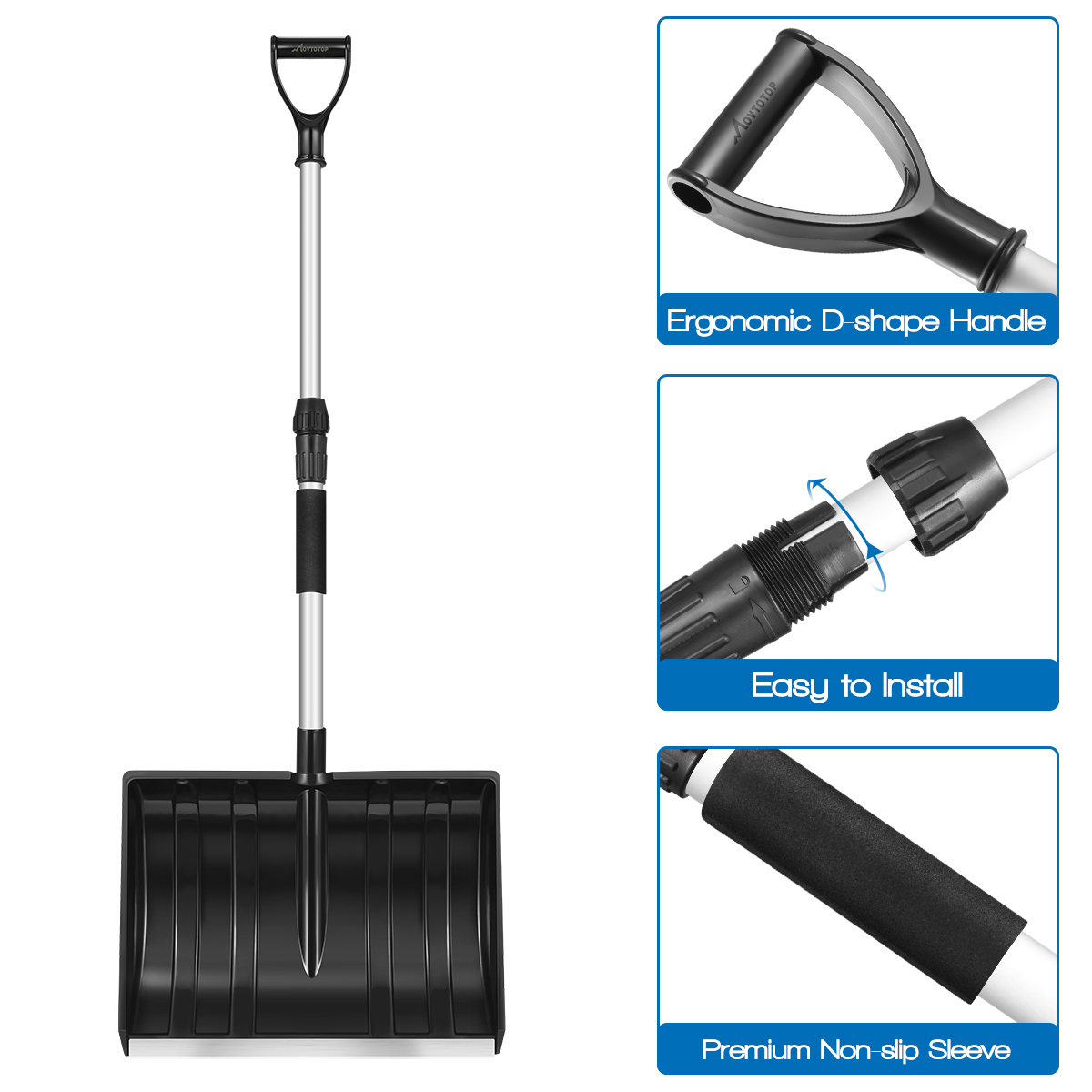MOVTOTOP Large Snow Shovel Scraper AntiFreeze Ice Scraper Snow Remover