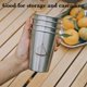 thumbnail image 2 of Taza para acampar al aire libre, de acero inoxidable 304, para cerveza, de una sola capa, portátil, con boca, de 350 ml, para café, té, agua de camping, de acero inoxidable, 2 of 7